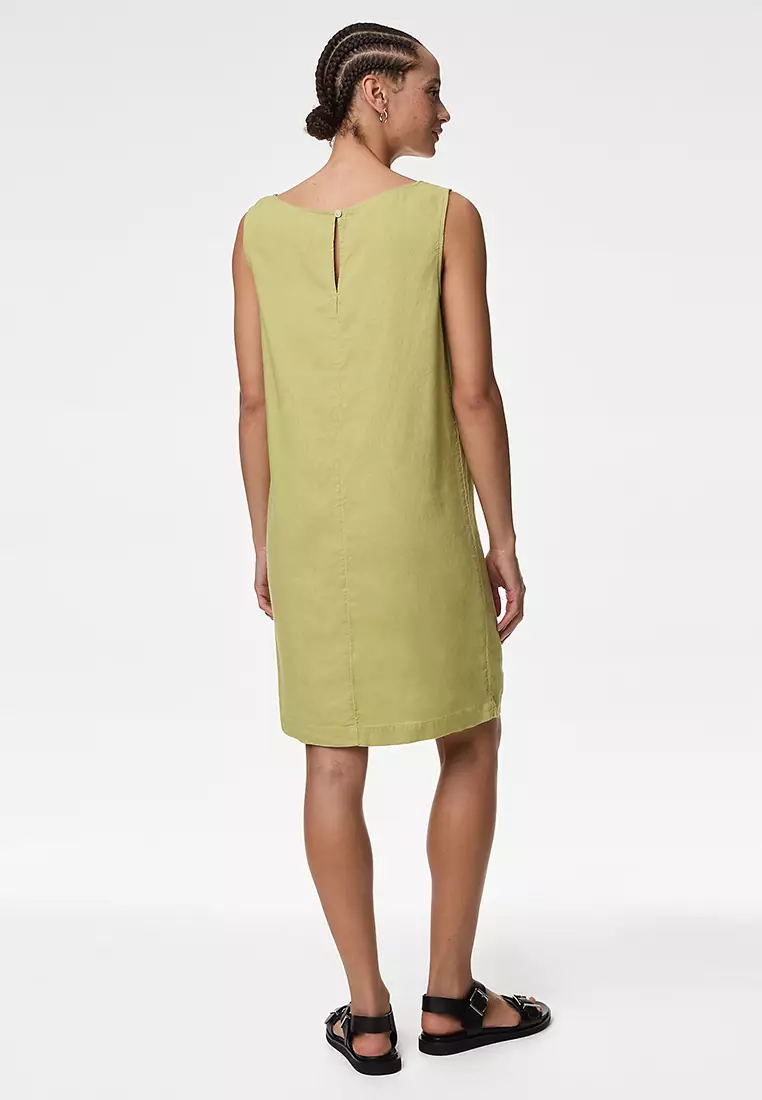 Linen Rich Knee Length Shift Dress