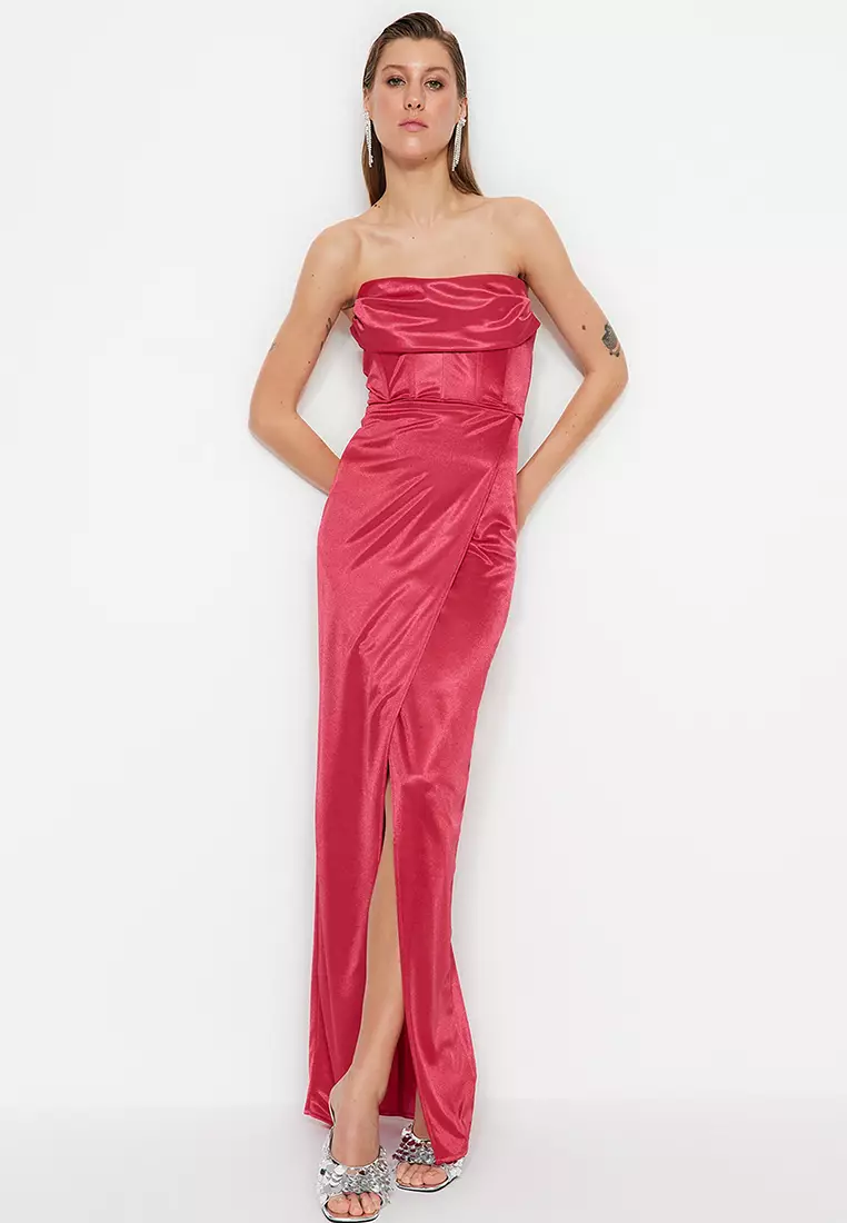 Buy Trendyol Pleated Evening And Prom Dress 2024 Online Zalora Singapore