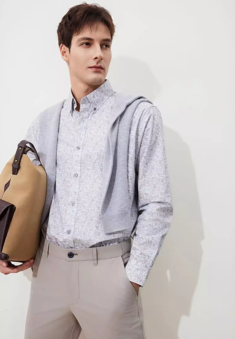 G2000 Wrinkle-Free Horseshoe Digital Print Comfort Fit Twill Casual Shirt