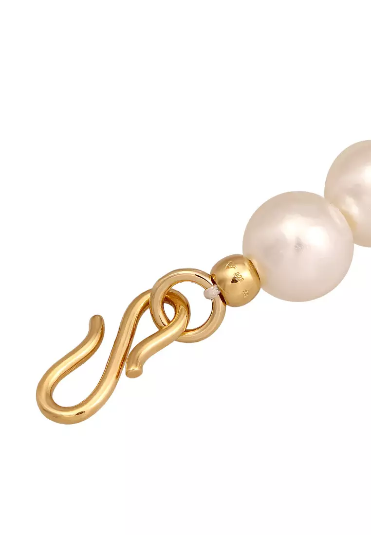 Kalung Perhiasan Perak 925 Wanita Ball dengan Mutiara Gold Plated