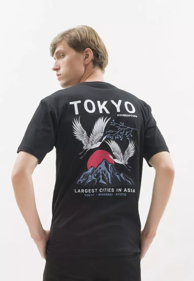 Kaos hitam t shirt polos houseofcuff motif Tokyo City READY HINGGA 4XL