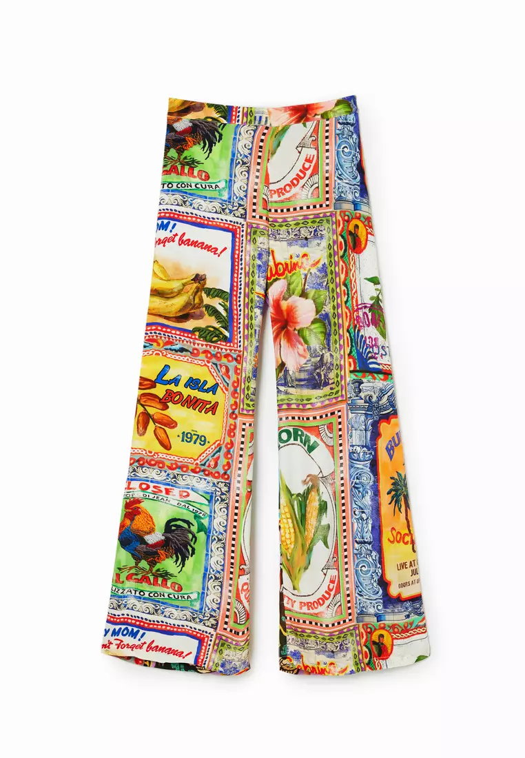 Stella Jean wide leg postcard trousers 