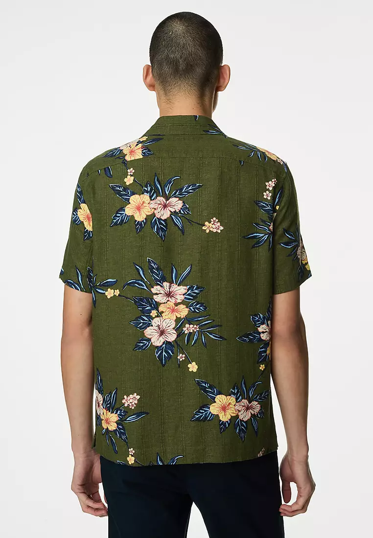Easy Iron Linen Blend Floral Shirt