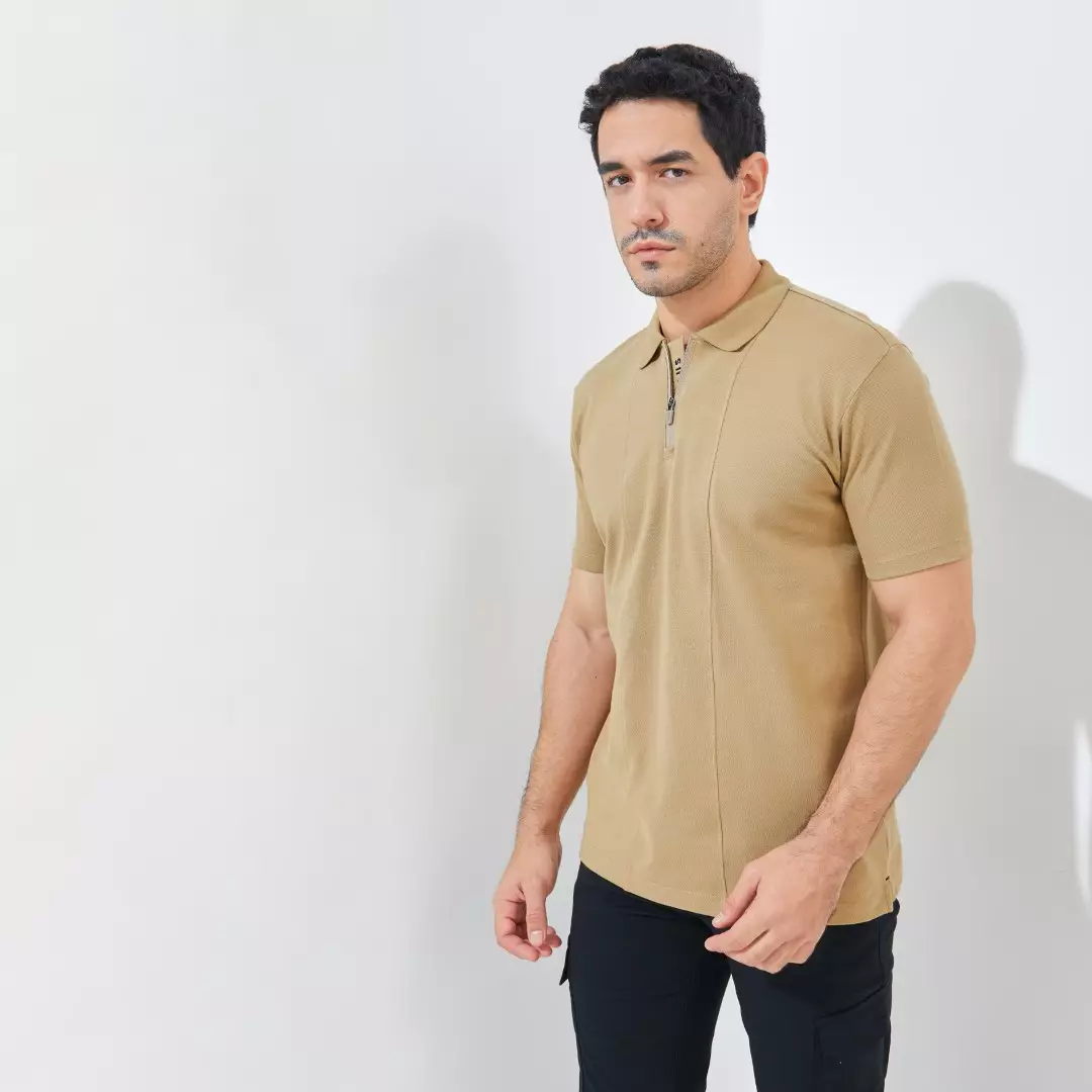 Jack Nicklaus Raven Polo Shirt Pria Regular Fit Khaki Colour Khaki