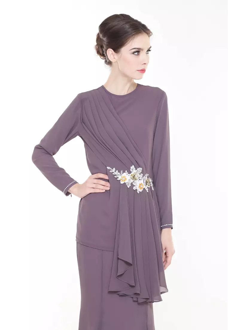 Pionery Kurung Modern in Purple Grey