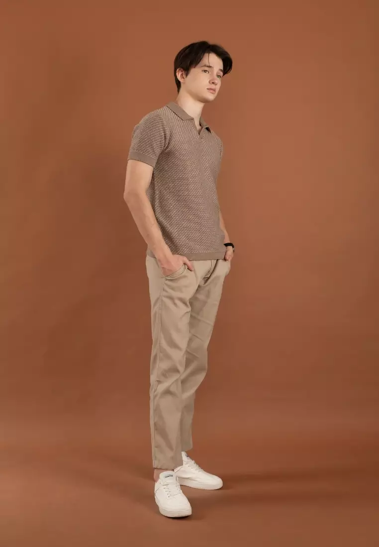 Kale Karl Soft Brown / Kaos rajut lengan pendek premium