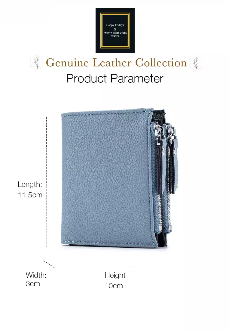 Full Grain Leather Double Zipper Purse JW AN-1701