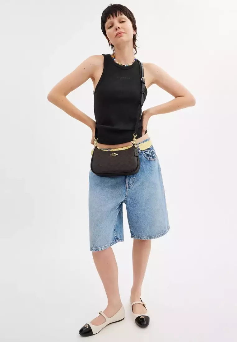 Teri Shoulder Bag In Signature Canvas Brown/Walnut/Black