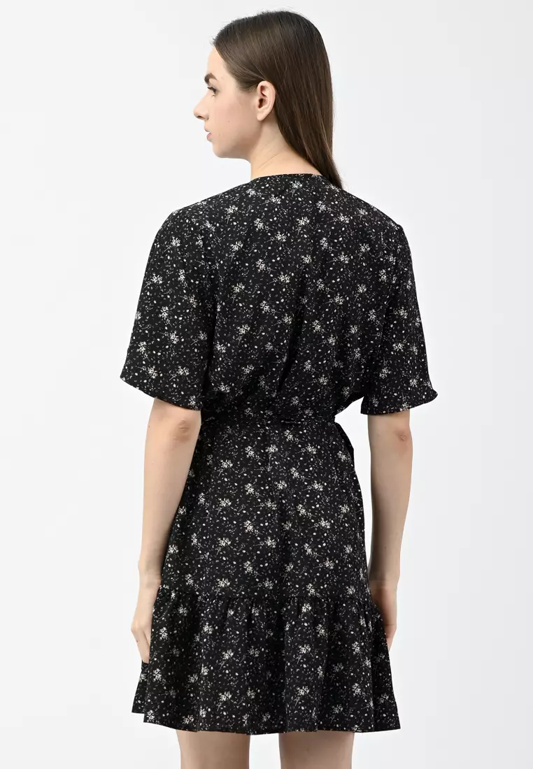 花卉印花裹身连衣裙