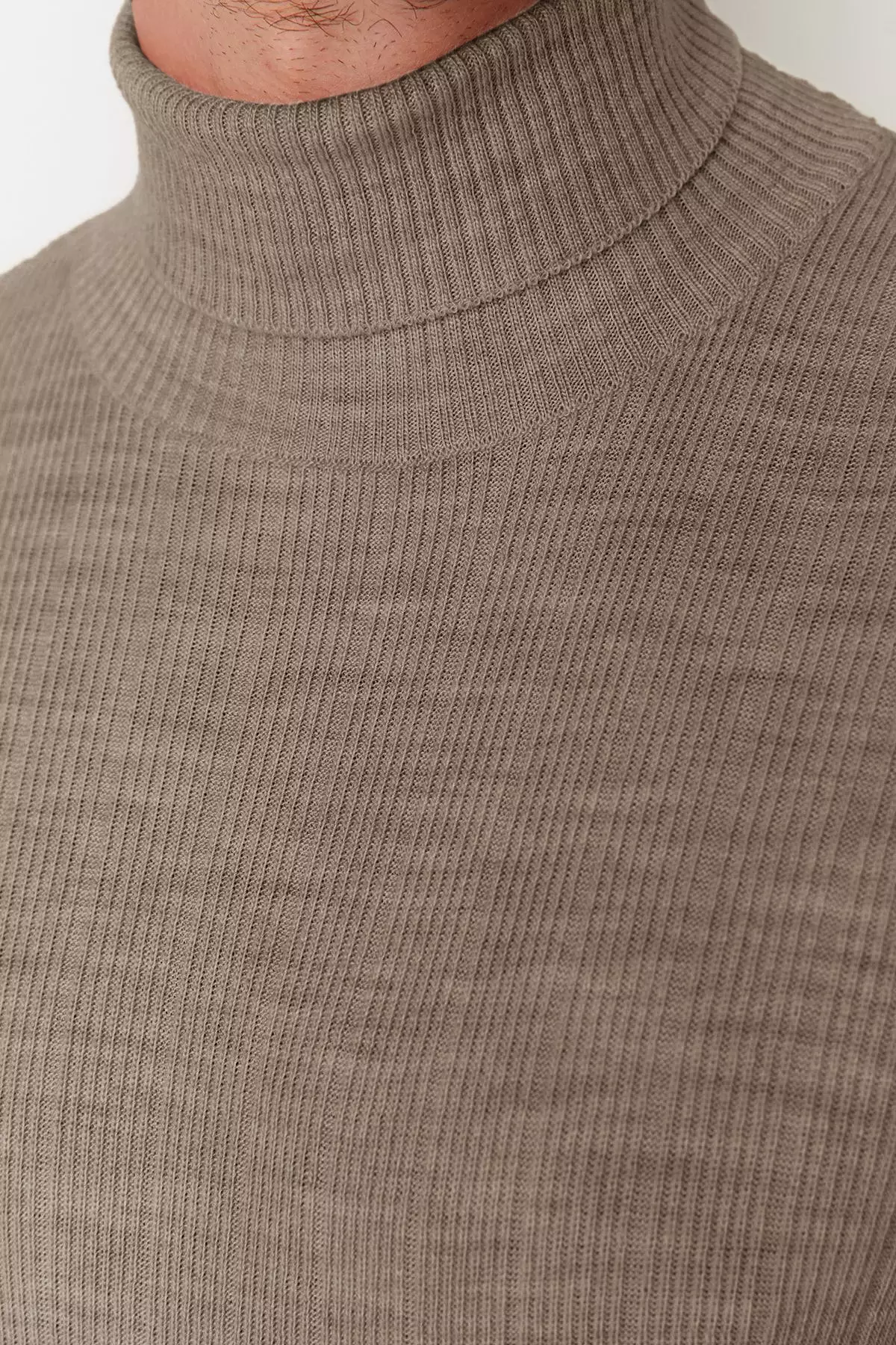 Mink Men's Regular Turtleneck Plain Knitwear Sweater