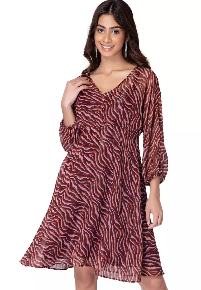 Buy FabAlley Maroon Animal Print Shift Dress 2025 Online ZALORA