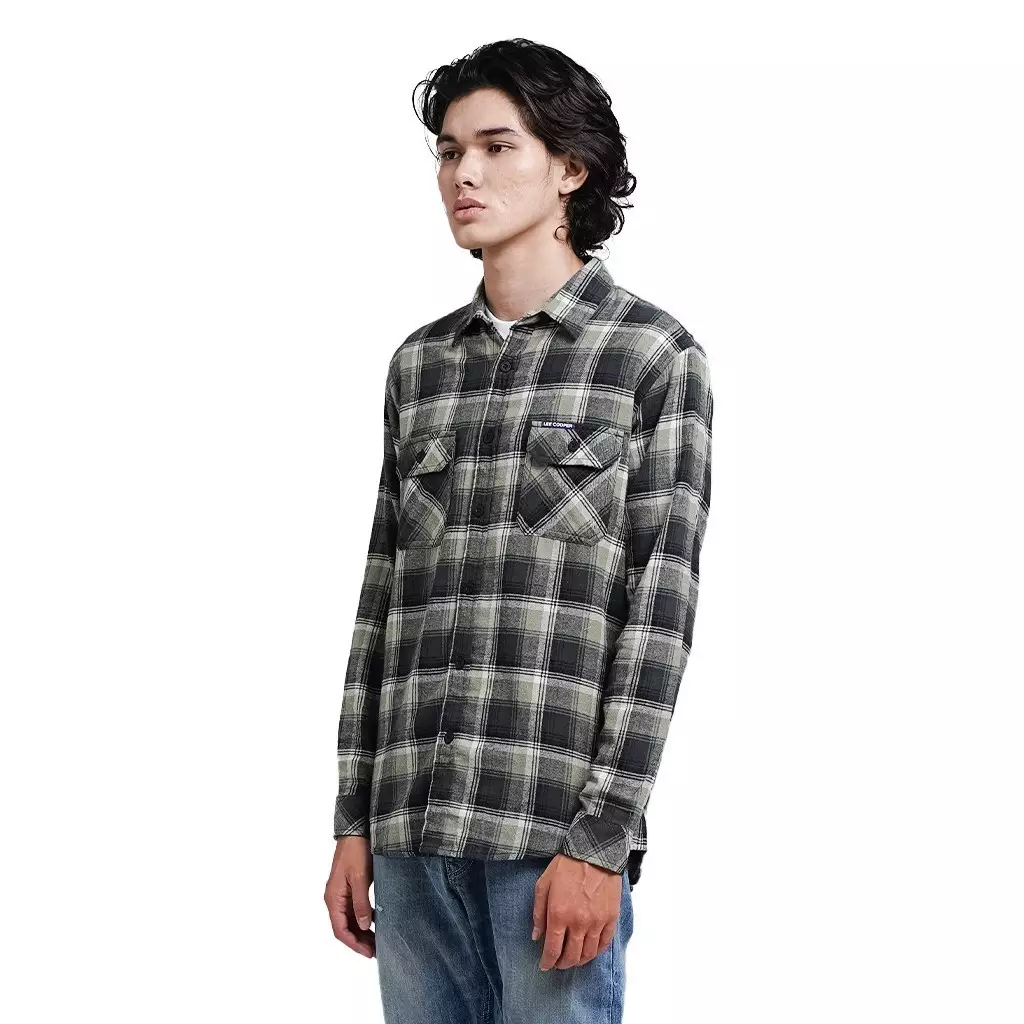 Lee Cooper Long Shirt Flannel Aldred Olive