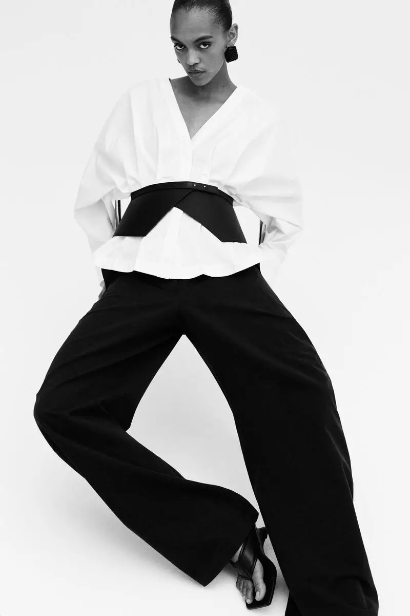 Waisted cotton blouse