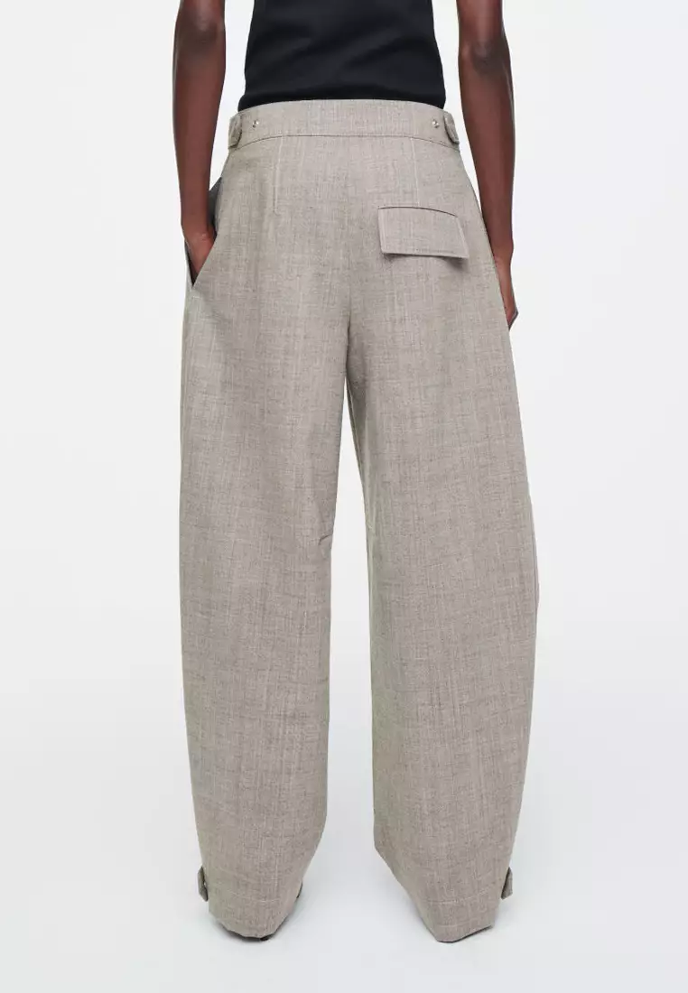 Wool Barrel-Leg Utility Trousers