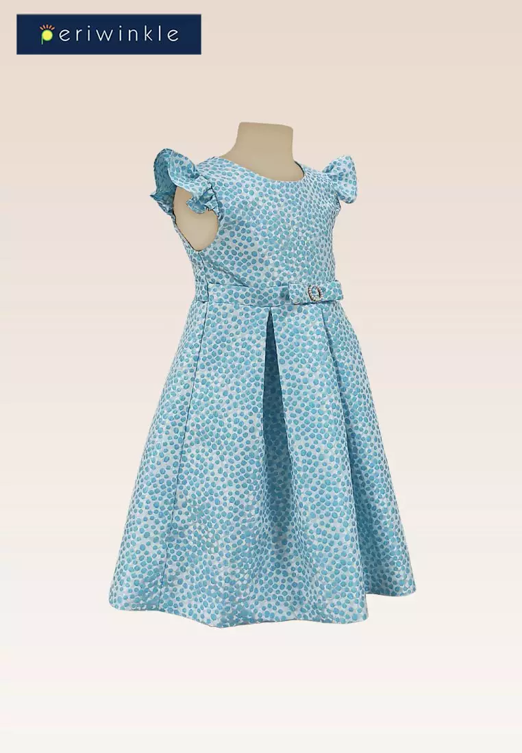 Giselle Girls Teal Textured Party Dress with Cutout Back