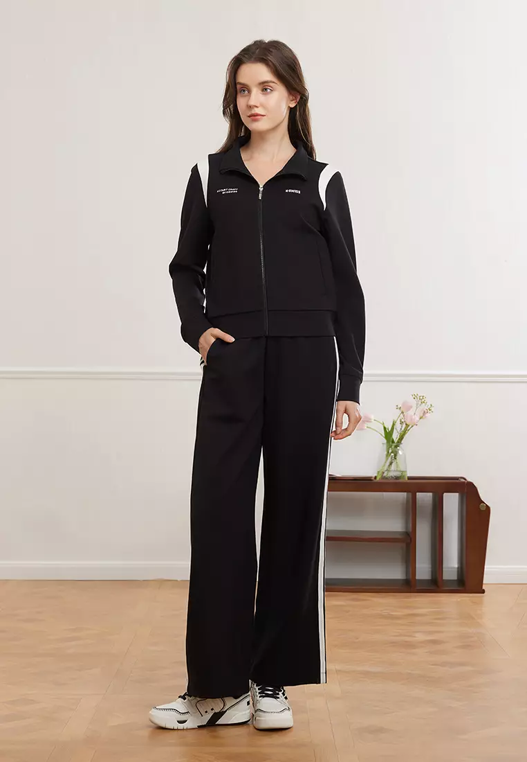 女裝 K-SWISS LOGO 側面織帶高腰闊腳褲