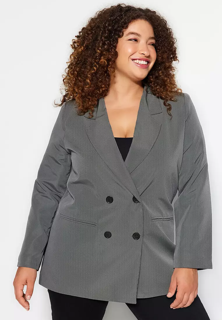 Plus Size Double Breasted Blazer