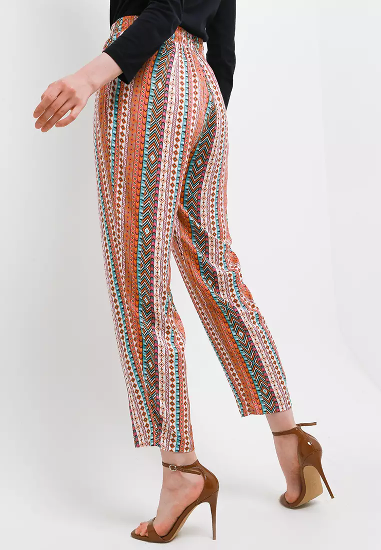 MFMW Bittner Celana Panjang Maroon Motif Etnik Modern