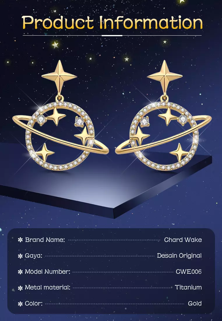 Anting Wanita Titanium Korea Style Planet Design Anting Cewek Original Earrings