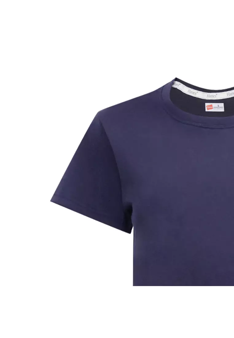 Ladies Navy Blue Round Neck T-Shirt