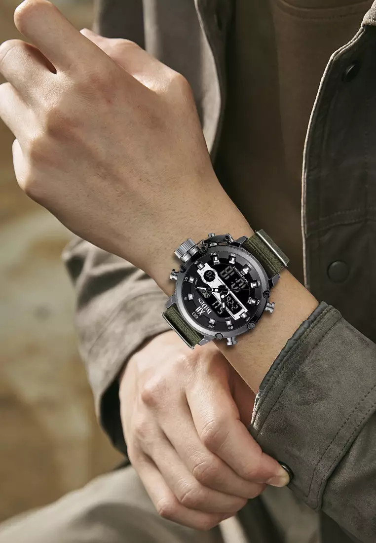 jam tangan pria fashion simple bisnis mesh belt chronograph casual jam