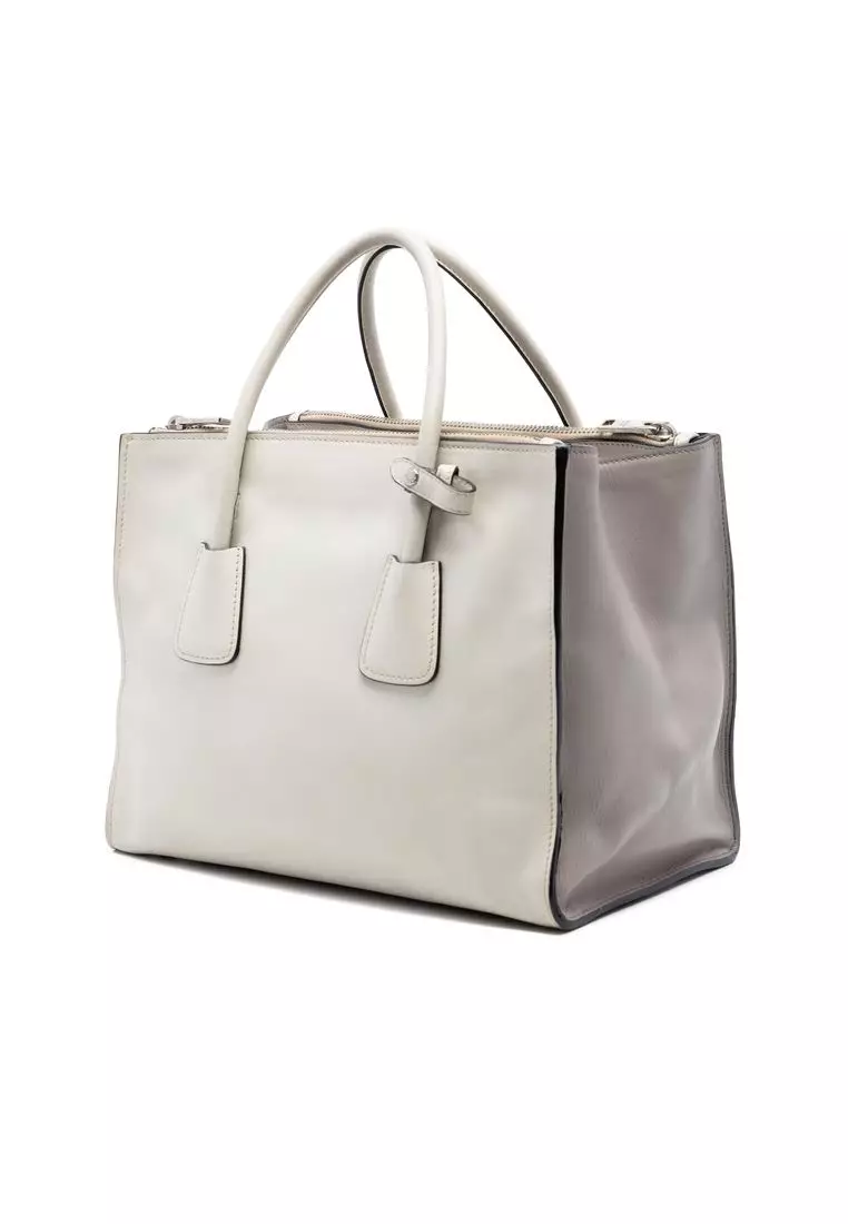Pre-Loved Prada Glace Calf Twin Pocket Double Handle Satchel