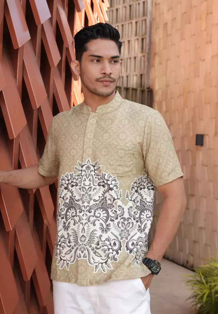 Hadinata Batik Pria Kemeja Pendek Koko Dobby Zeki Zahra Raya Series