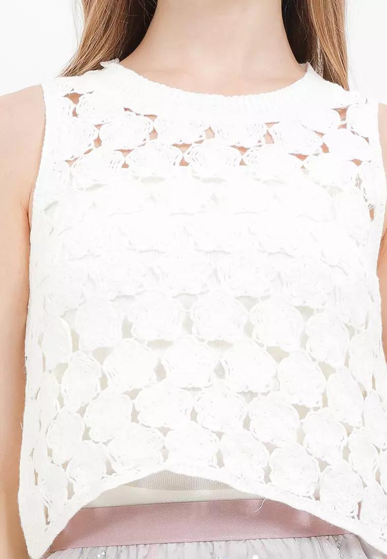 Crochet Tank Top W/ Floral Pattern