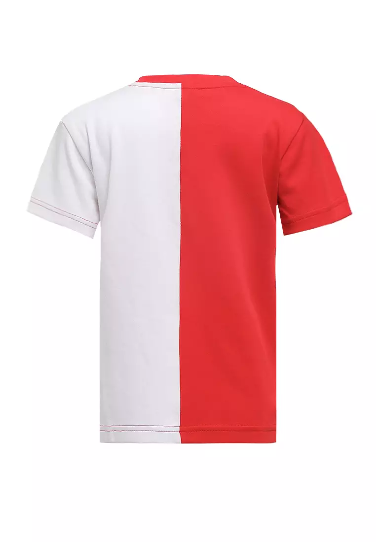 Qna Boy Chord T-shirt Anak Merah Kombinasi Putih