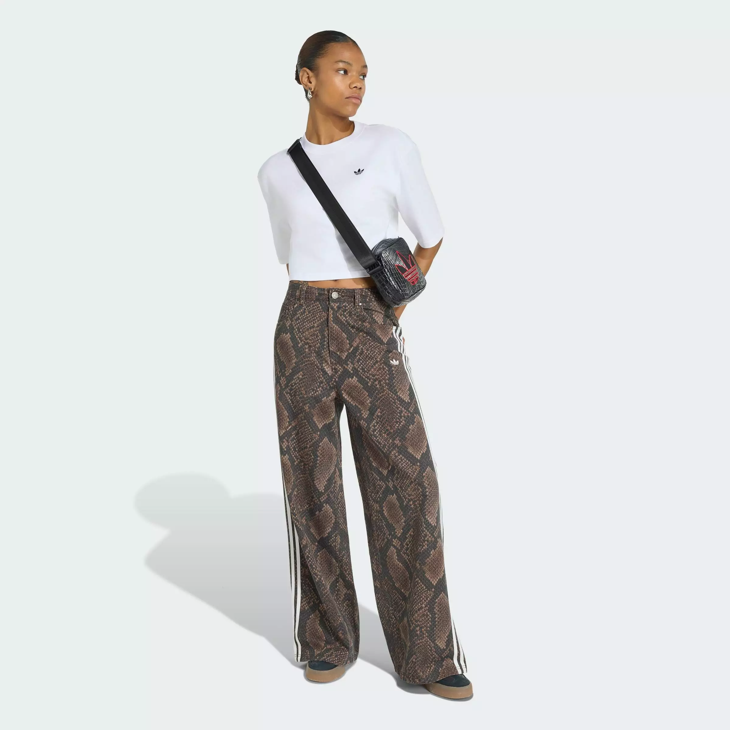 Lifestyle SNAKE PRINT DENIM LOOSE PANTS Women Brown KY0631