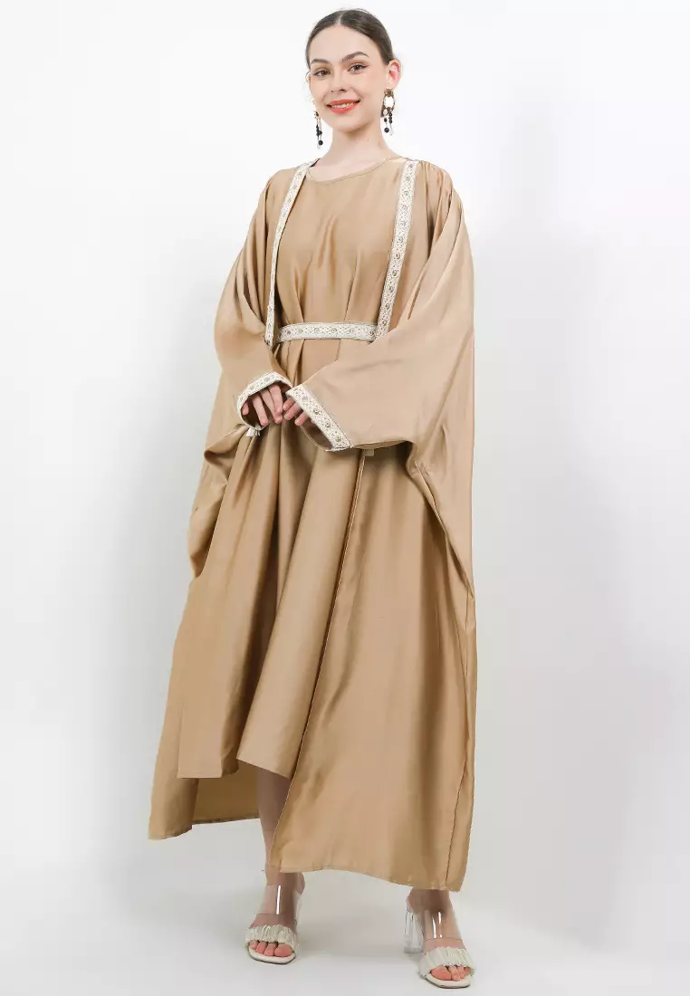 Sequined Lace Cardi With Belted Cami Dress