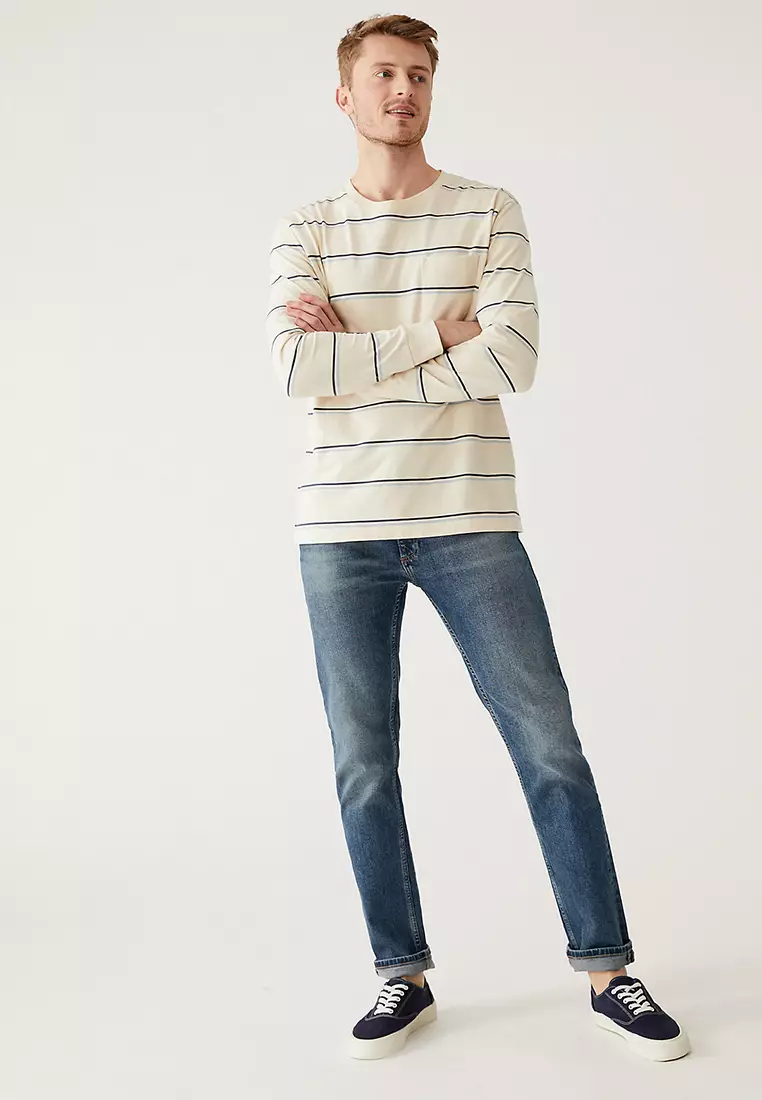 Slim Fit Vintage Wash Stretch Jeans