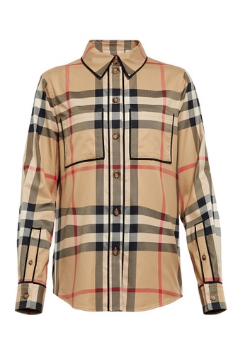 Burberry Burberry Exaggerated Check Shirt in Archive Beige | ZALORA  Philippines