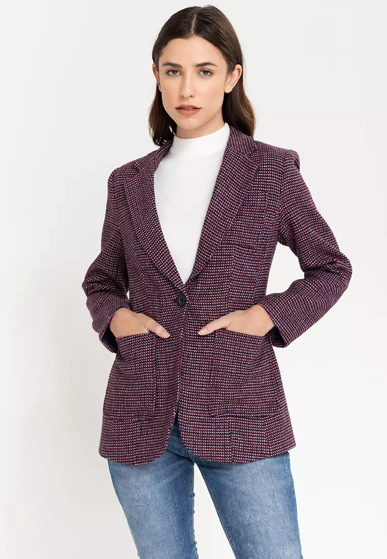 Micro Houndstooth Blazer