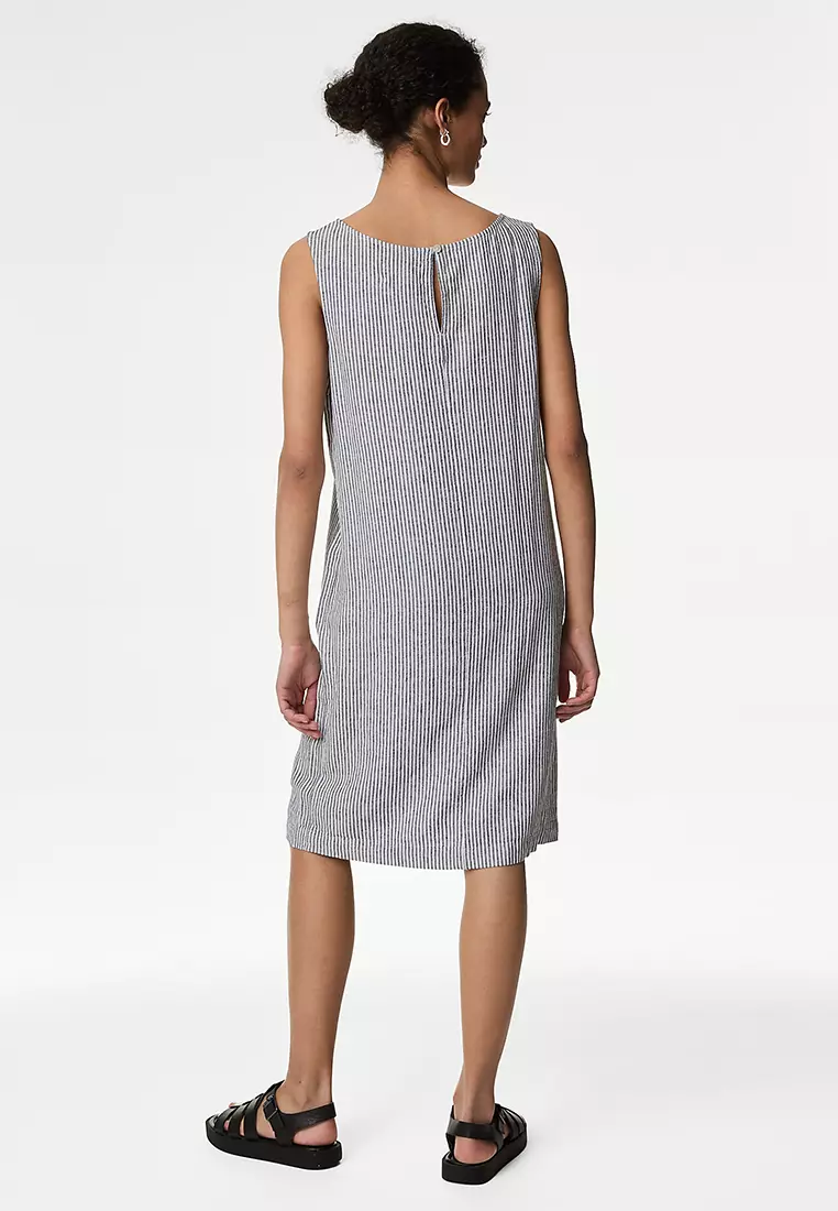 Jual Marks & Spencer Linen Rich Round Neck Knee Length Shift Dress Original  2026 | ZALORA Indonesia