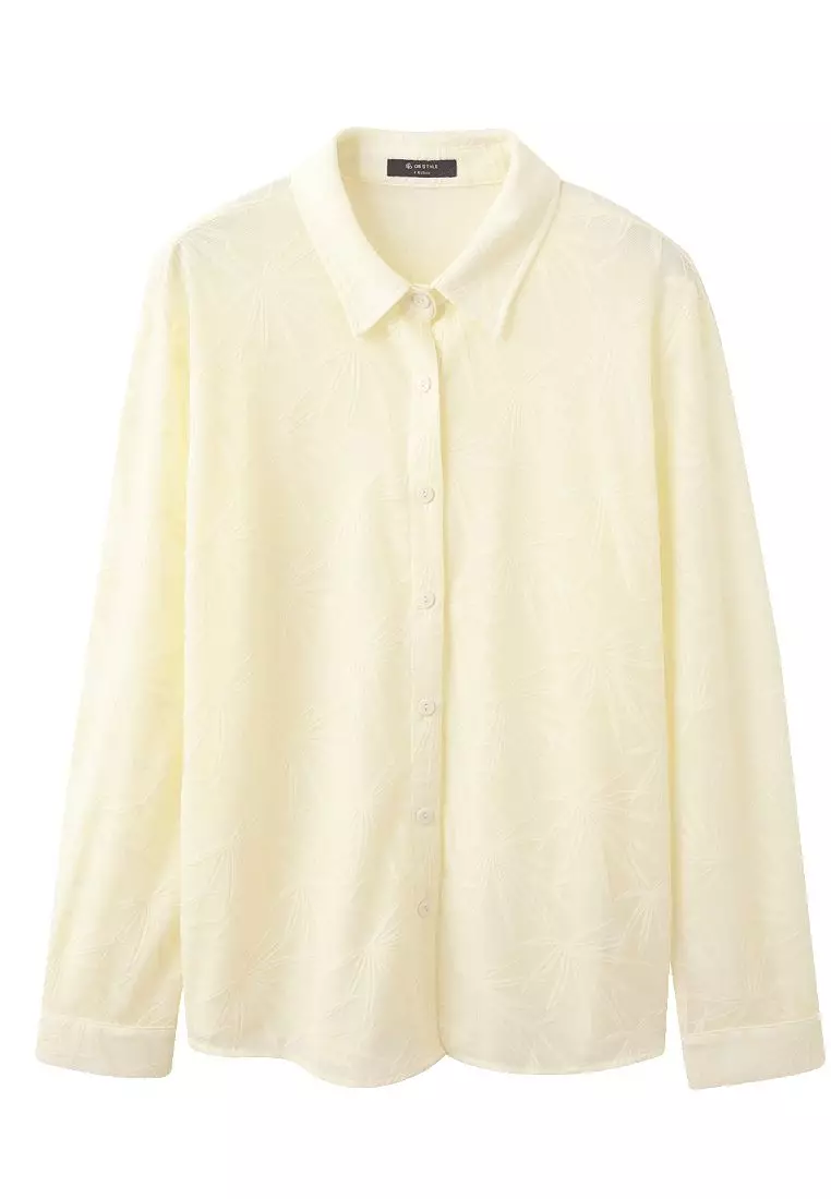 Sheer Jacquard Longline Blouse [AB19948]