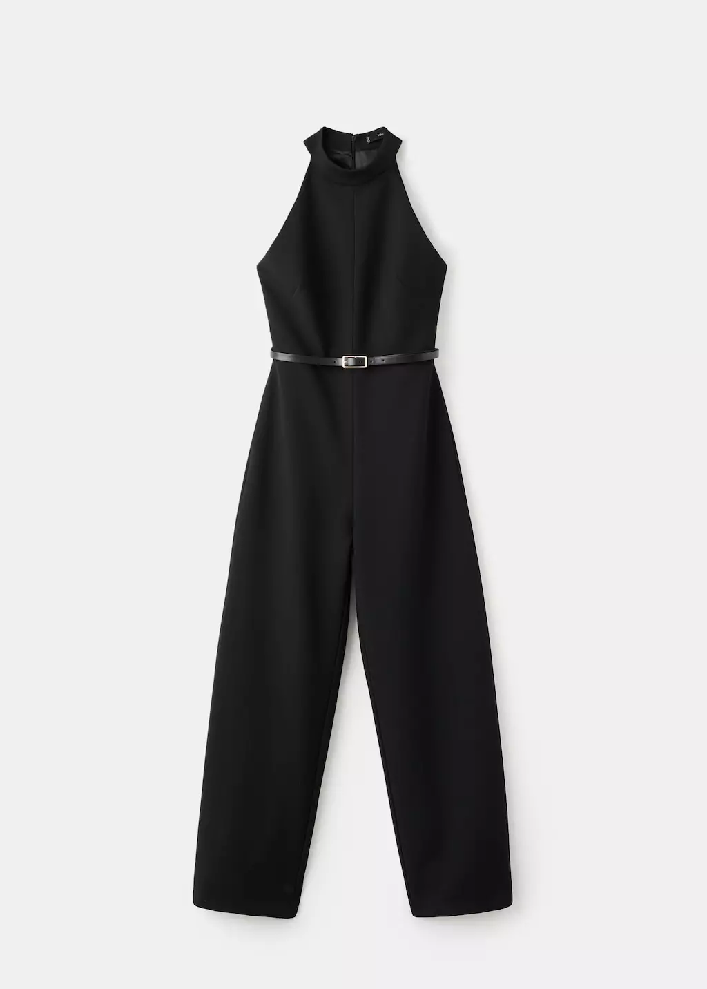 Halter neck jumpsuit dengan belt
