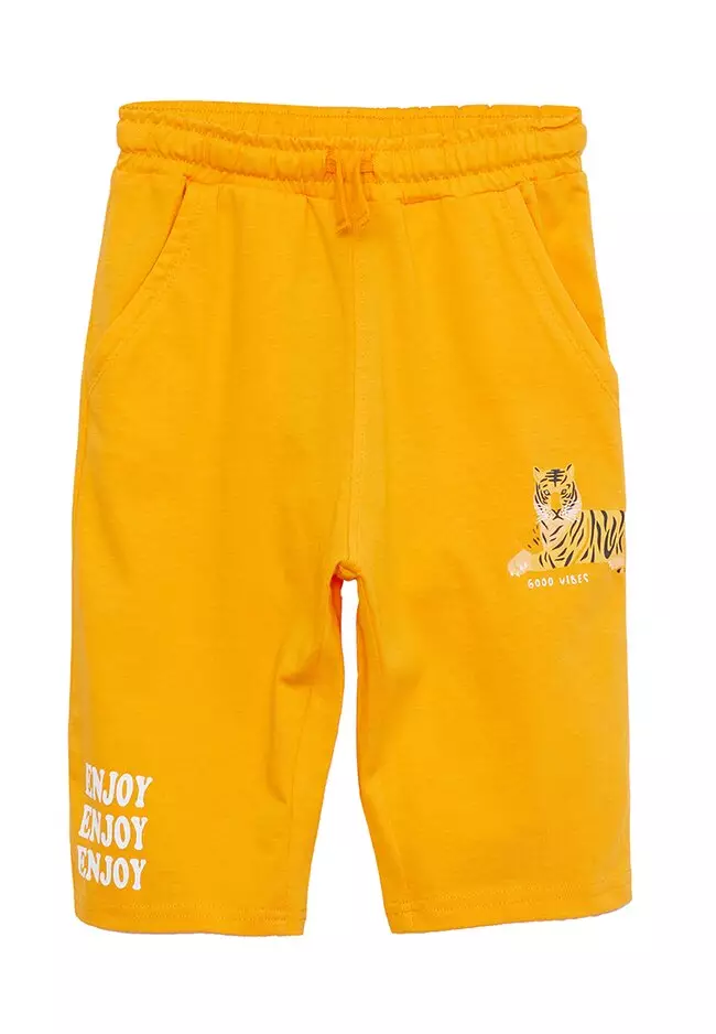 Mid-Rise Shorts with Placement Logo Print