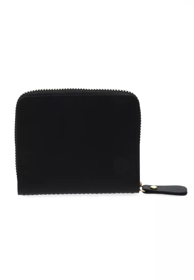 Dompet Zip Motif Kotak-Kotak Design Casual Small Wallet Premium Quality - Hitam