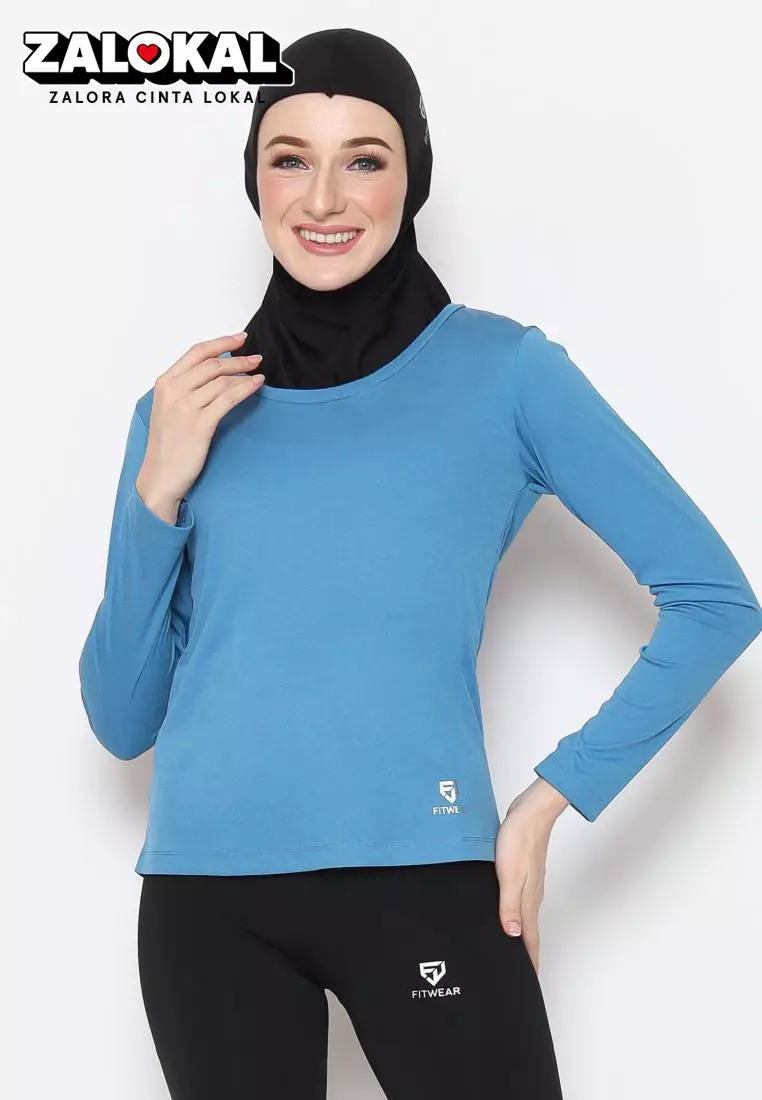 Fitwear - Kaos Olahraga Wanita NEW AURORA LS BASELAYER EAZYDRY - FRENCH BLUE