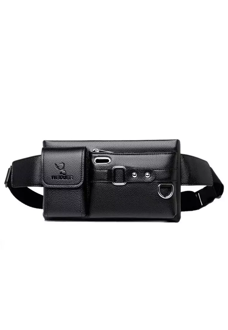 Edbert Tas Selempang Casual Crossbody Men Bag Large Storage Design Casual  Material Leather ORIGINAL - Black