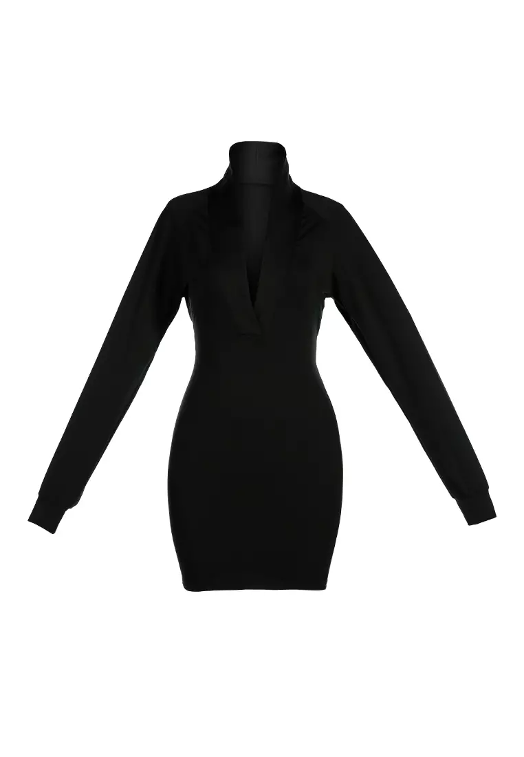 Cut Out Black Tux Mini Dress