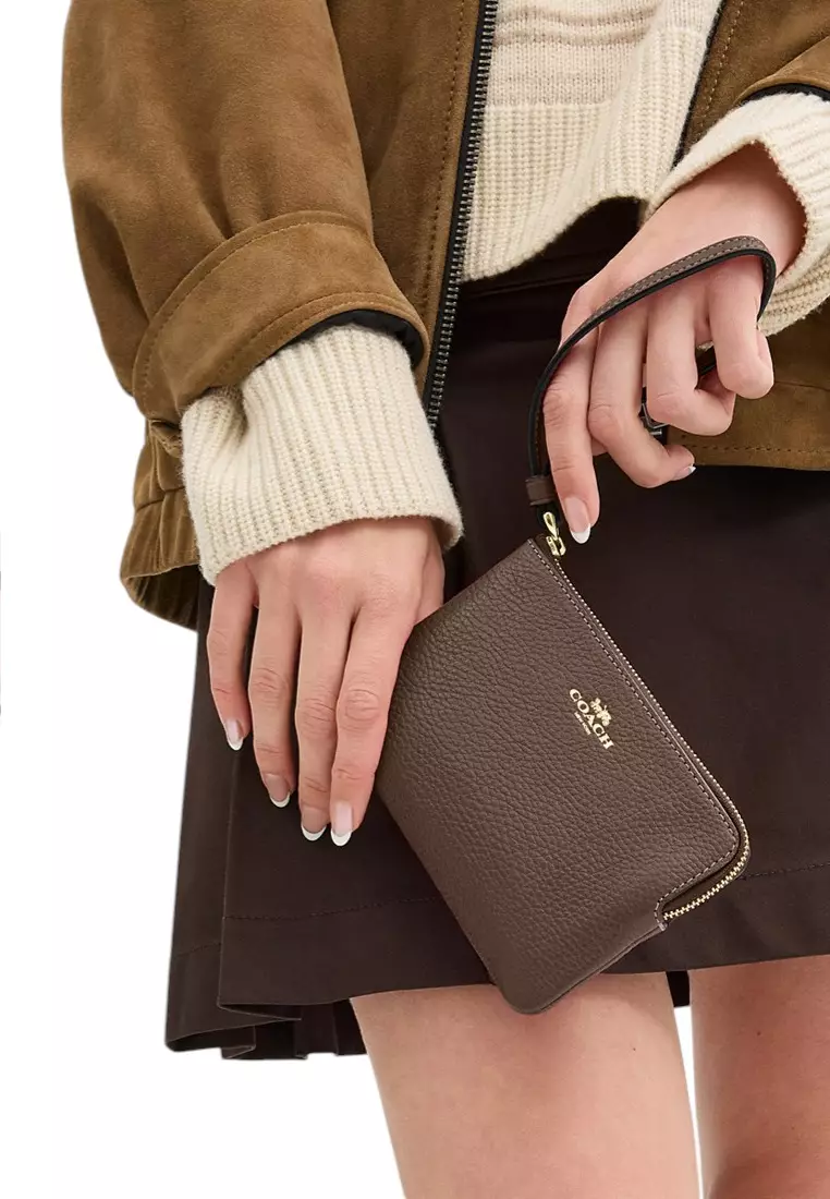 Corner Zip Wristlet - Dark Stone