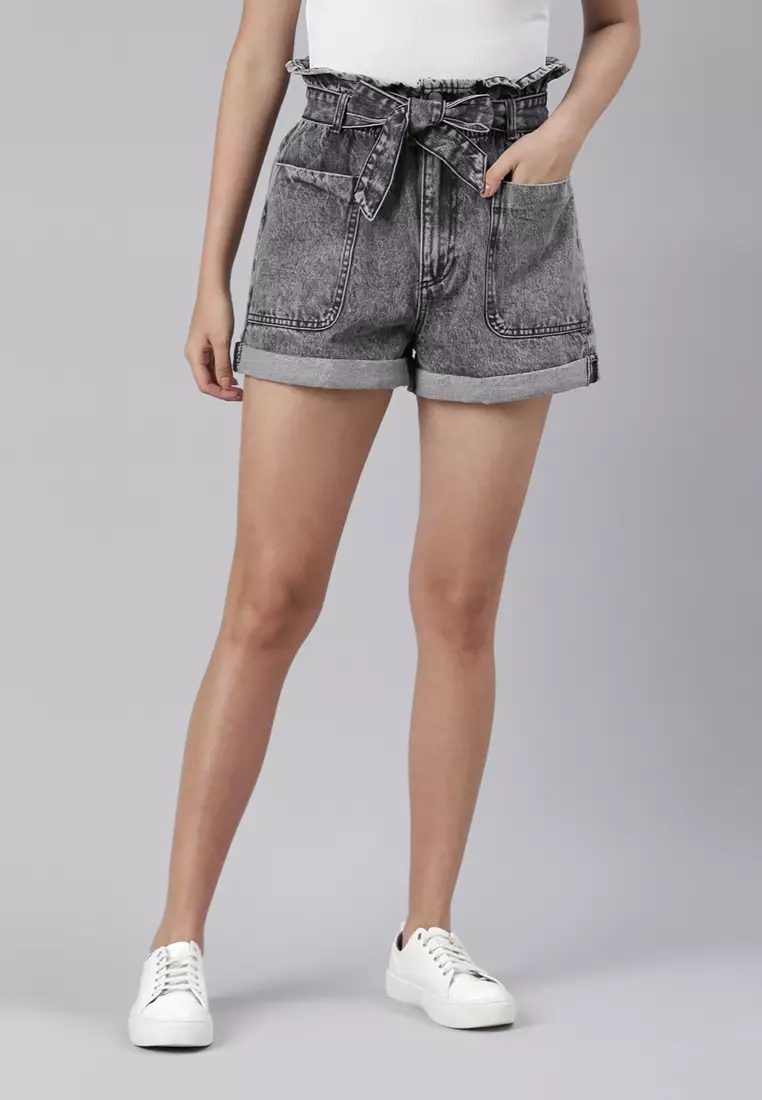 Grey paperbag shorts deals