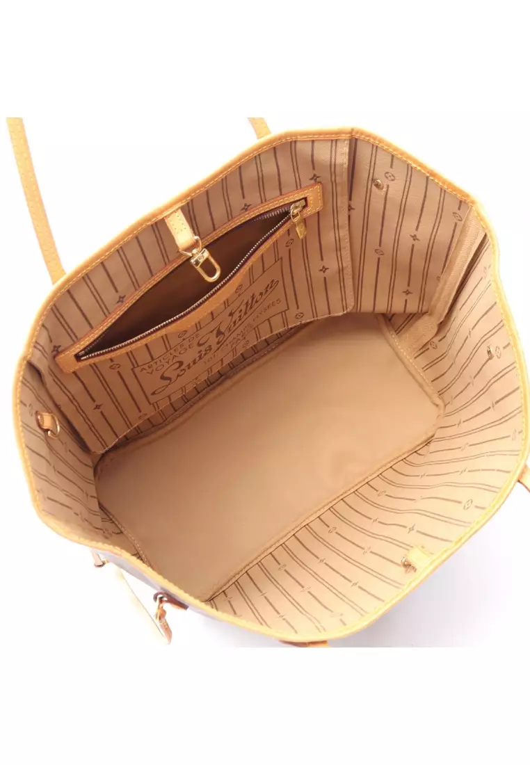 Pre-Loved Louis Vuitton Neverfull MM monogram Shoulder bag tote bag PVC leather Brown