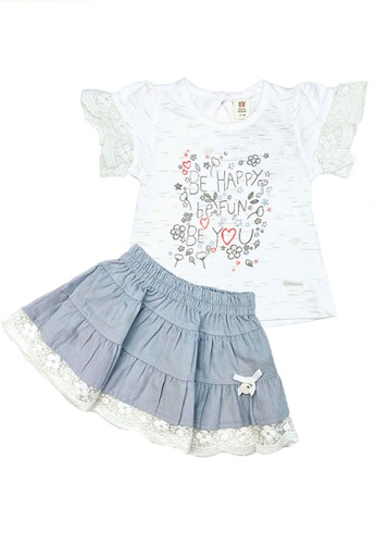 Toffyhouse grey and white Toffyhouse be happy top & skirt set 5962AKAADA6AFCGS_1