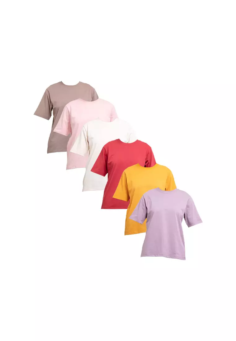 Forest Ladies Premium 100% Cotton Heavy Weight Boxy Cut Crew Neck T Shirt Women | Oversized T Shirt Perempuan - 822323-76SmokePurple