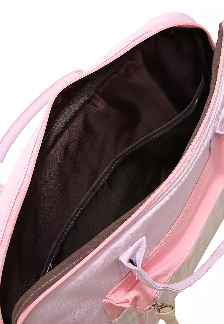 Keysia Tas Laptop Selempang Front Pocket Desain Simple - Purple Kotak