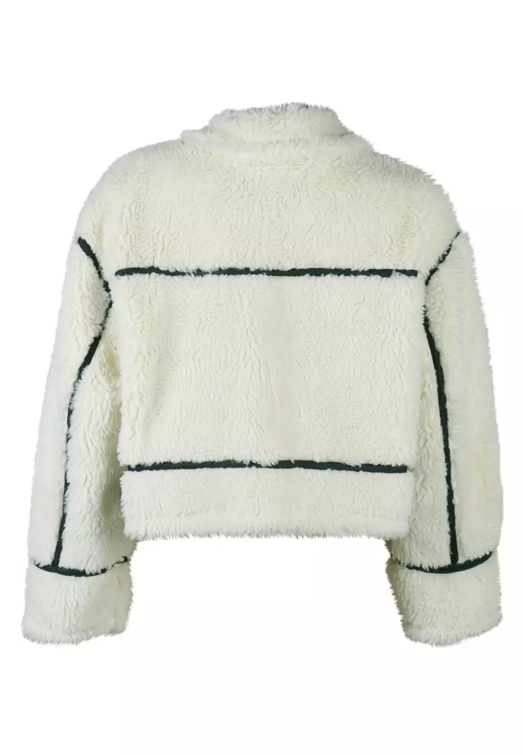 奶油色人造羊毛皮飛行員夾克