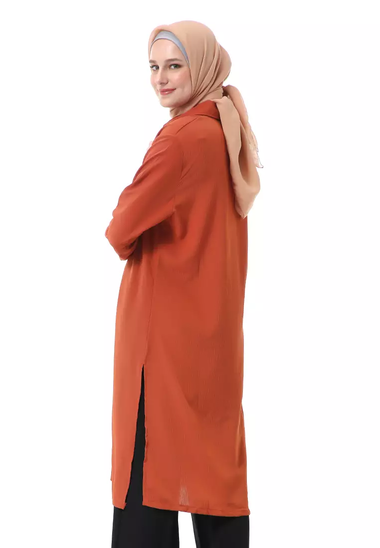 Nayya Long Tunik Muslimah Lengan Panjang Premium High Quality  - Brick